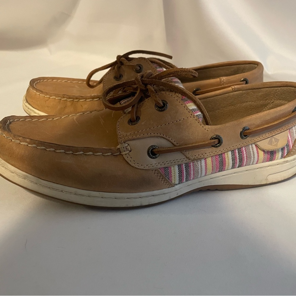Sperry Women’s Tan and Multicolor Boat Shoes - size 9.5 (see pic for size chart)